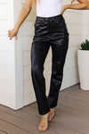 *Size 20W - Tanya Control Top Faux Leather Pants in Black