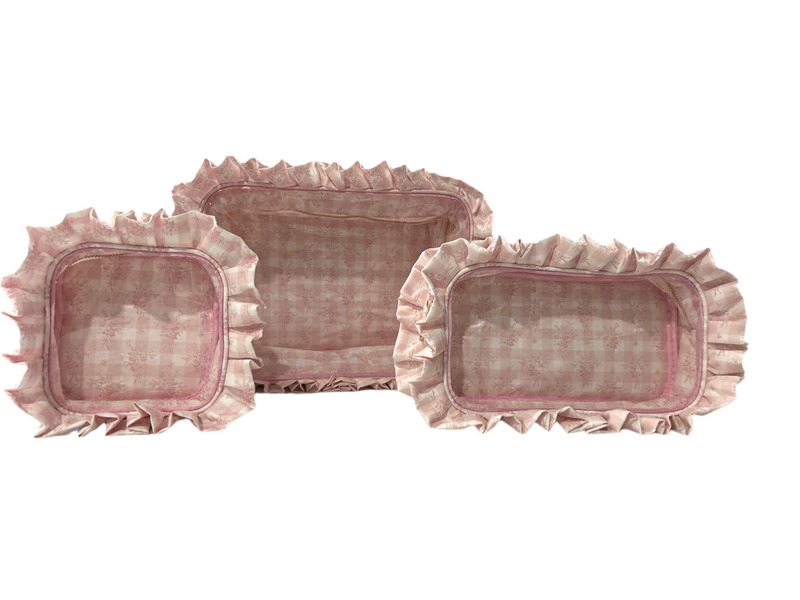 Sweet Floral and Bow Gingham Clear Cosmetic Bag Collection