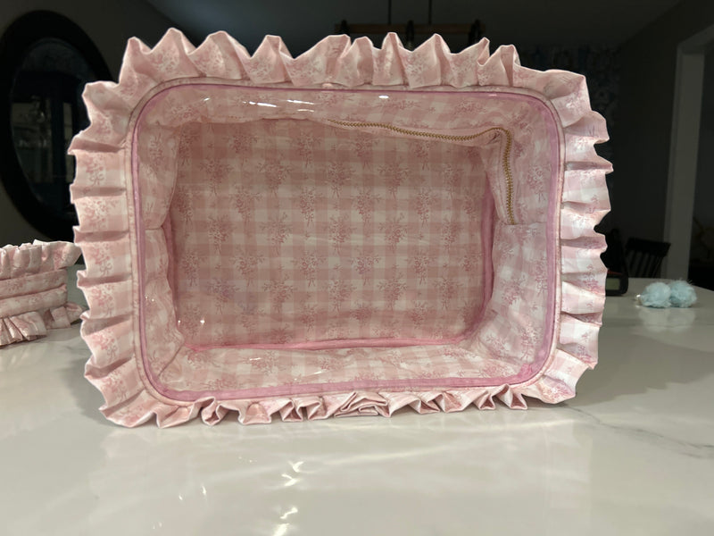 Sweet Floral and Bow Gingham Clear Cosmetic Bag Collection