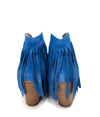 Amos Fringe Ankle Bootie in Blue Suede