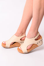 Carley Wedge Sandals in Cream