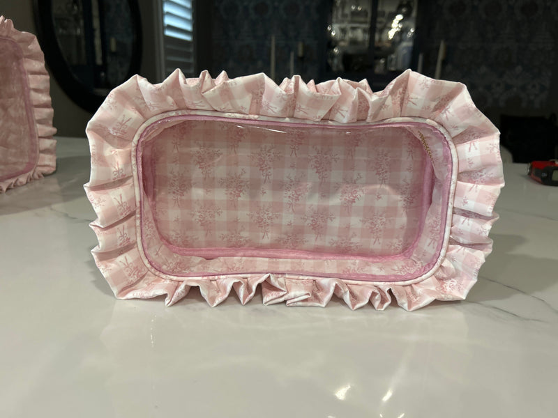 Sweet Floral and Bow Gingham Clear Cosmetic Bag Collection