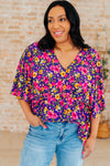 Dreamer Peplum Top in Purple and Pink Floral