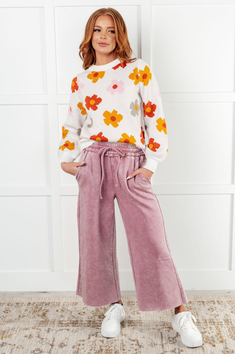 In or Out Wide Leg Cropped Pants in Light Rose