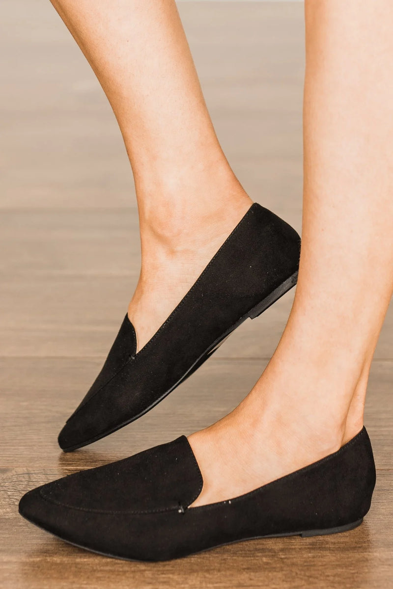*Size 6.5 - Qupid Zoom Flats- Black Suede