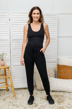 *Size Small - Kat High Waisted Textured Knit Joggers in Black