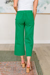 Lisa High Rise Control Top Wide Leg Crop Jeans in Kelly Green