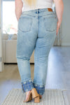 Miranda High Rise Plaid Cuff Vintage Straight Jeans