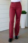 *Size 20W - Phoebe High Rise Front Seam Straight Jeans in Burgundy