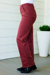 *Size 20W - Phoebe High Rise Front Seam Straight Jeans in Burgundy
