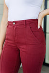 *Size 20W - Phoebe High Rise Front Seam Straight Jeans in Burgundy
