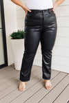 *Size 20W - Tanya Control Top Faux Leather Pants in Black