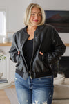 This Is It Faux Leather Bomber Jacket In Black