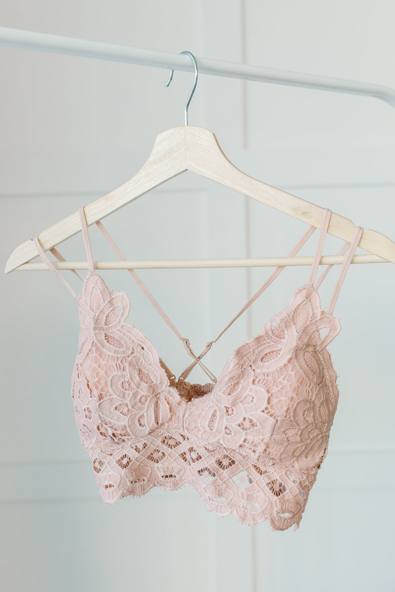 *Size M: Lacey and Layered Bralette in Misty Rose