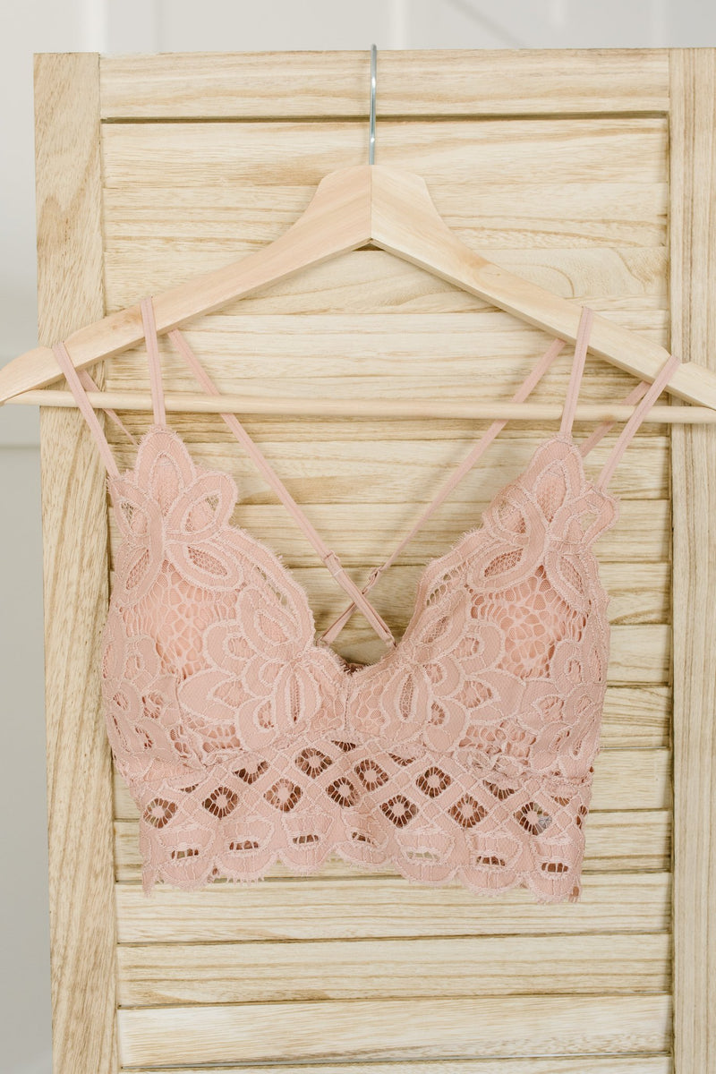 *Size M: Lacey and Layered Bralette in Misty Rose