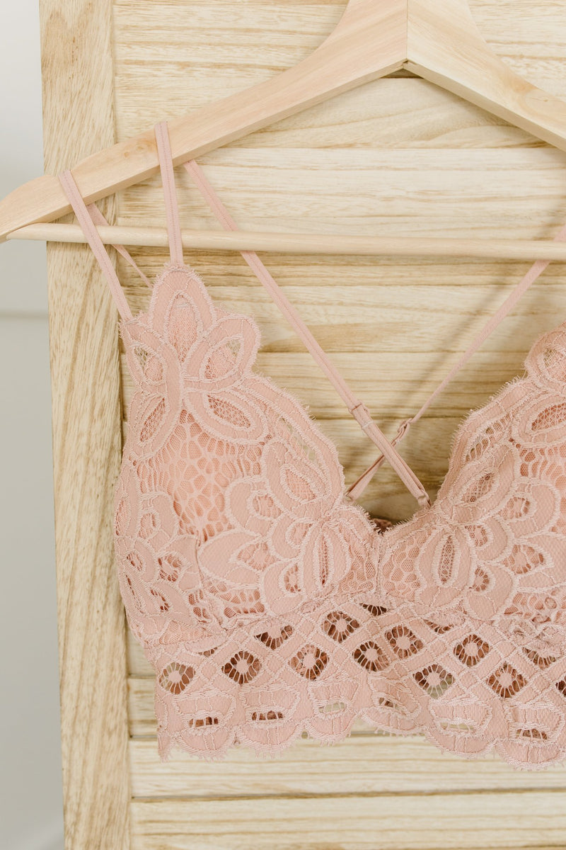 *Size M: Lacey and Layered Bralette in Misty Rose