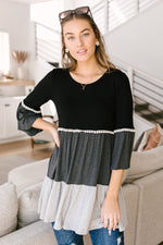 *Size S: The Fanciful Flowing Top In Black