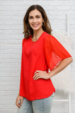 Best Of My Love Short Sleeve Blouse In Red