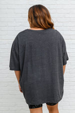 Boxy V Neck Boyfriend Tee In Charcoal