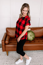 *Size M: Get Your Plaid On Red Top