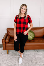 *Size M: Get Your Plaid On Red Top