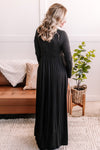 *Size M: Cover Girl Twisted Front Long Sleeve Maxi Dress in Soft Black By White Birch