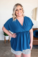 *Size M & 1XL: Teal My Heart In Ruffles Blouse