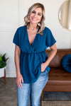 *Size M & 1XL: Teal My Heart In Ruffles Blouse