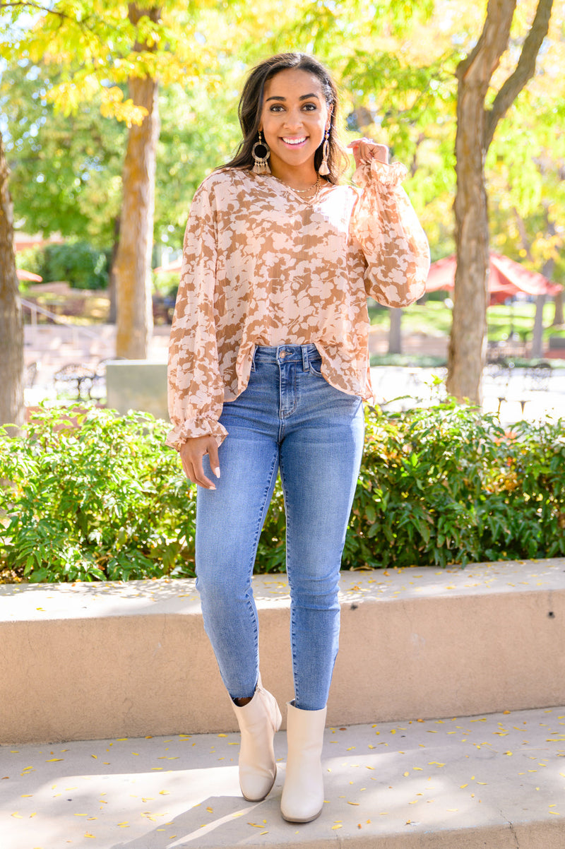 Floral Ties Top in Taupe