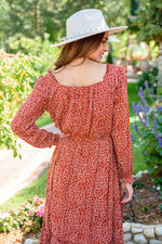 First Kiss Long Sleeve Maxi Dress In Rust