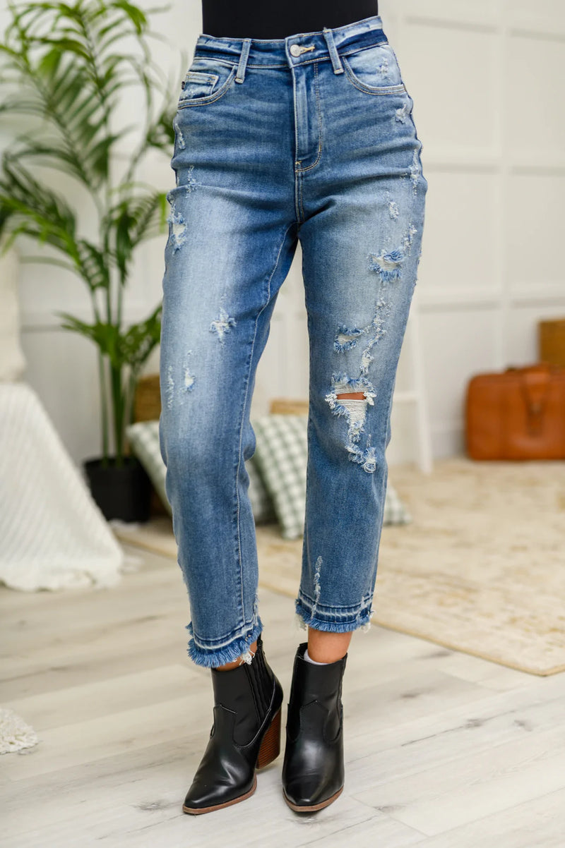 Harley Distressed Ankle Hem Judy Blue Jeans