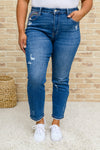 Hi-Rise Rainbow Embroidery Cropped Straight Leg Judy Blue Jeans