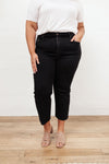 High Waist Mom Fit RISEN Jeans In Black