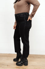 High Waist Mom Fit RISEN Jeans In Black