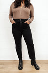 High Waist Mom Fit RISEN Jeans In Black