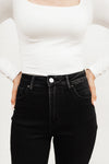 High Waist Mom Fit RISEN Jeans In Black