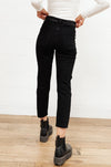 High Waist Mom Fit RISEN Jeans In Black