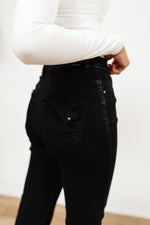 High Waist Mom Fit RISEN Jeans In Black