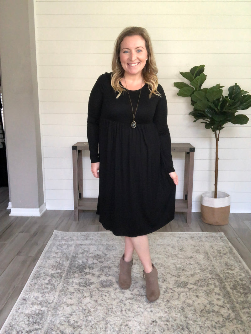 SIZE S & M: BECAUSE I CAN LONG SLEEVE DRESS - BLACK