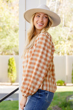 One Fine Afternoon Gingham Plaid Top In Caramel