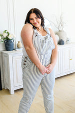 Railroad Stripe Judy Blue Overalls