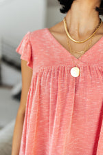 *Size S: Ribbed Flutter Sleeve Top in Coral