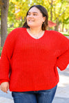 Seasonal Shift Long Sleeve Knit Sweater In Red