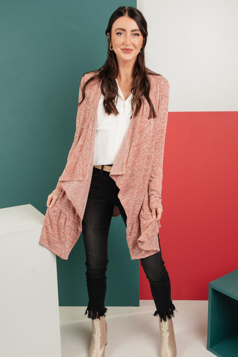 *Size S: The Avalynn Heathered Cardigan in Crimson