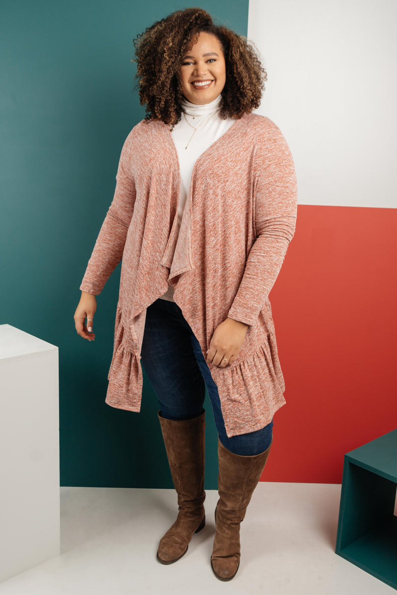 *Size S: The Avalynn Heathered Cardigan in Crimson