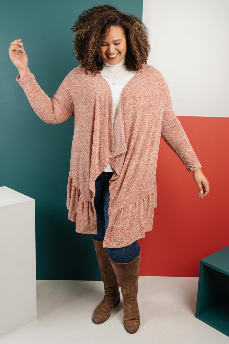 *Size S: The Avalynn Heathered Cardigan in Crimson