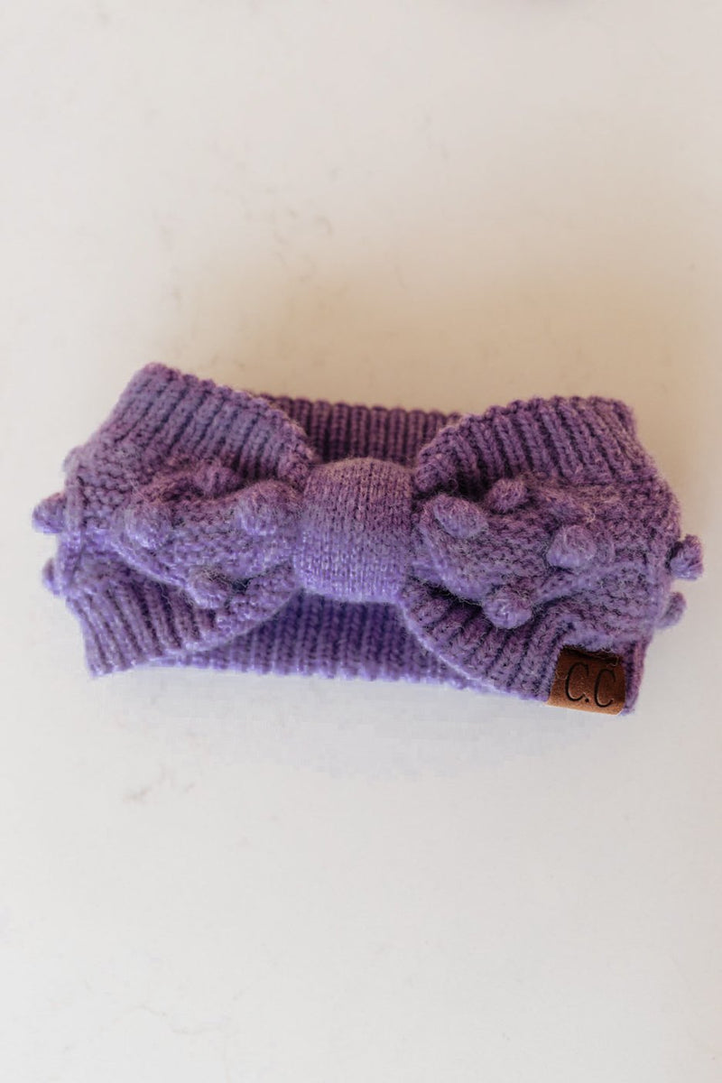 Pom Knit Head Wrap In Periwinkle