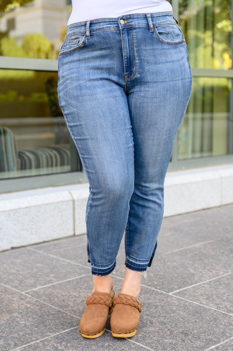 Winona Released Hem Side Slit Judy Blue Skinnies