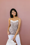 *Size S: Lace Trimmed Knit Cami In Leopard